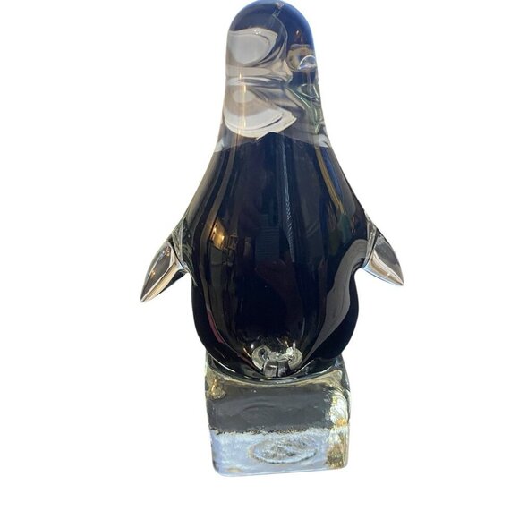 Vintage 2003 Joe Rice Penguin Glass Penguin Paperweight Figurine Black White - Picture 11 of 11